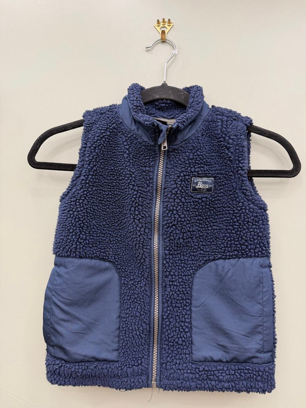 G.H. Bass Kids 4T Navy Sherpa Fleece Vest Full Zip Outdoor Gorpcore Pockets